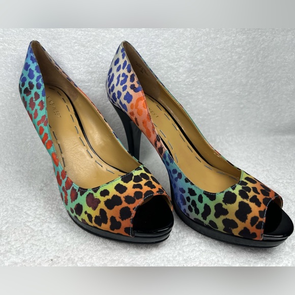 Nine West Shoes - Nine West, peep toe, multi colored, animal print 4 inch heels